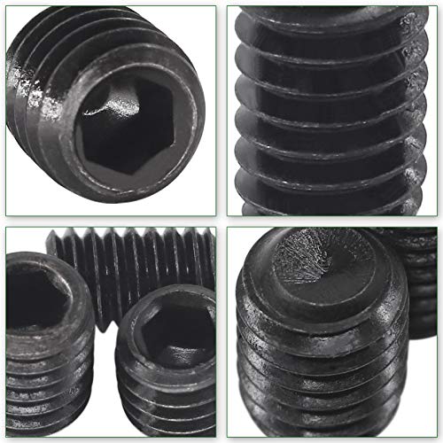 Keadic 376Pcs Internal Hex Drive Cup-Point Screws Assortment Kit, 15 Sizes Alloy Steel Hex Socket Set Cap Point Grub Screws, Socket Head Cap Screws Grub Screws, Black (1/8" to 3/8") - style: 376pcs SAE 10 Sizes Cup Point Set Screw Kit