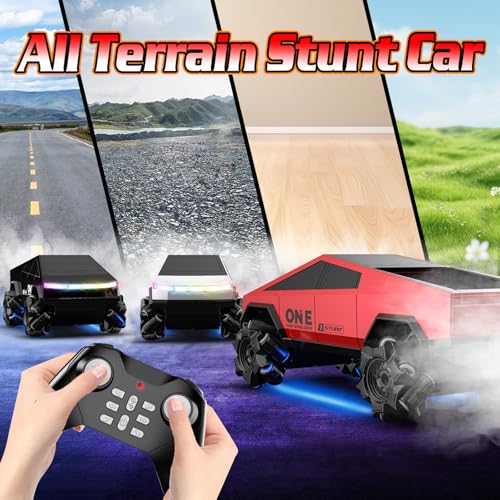 Gesture Sensing RC Drift Car, RC Stunt Car 360°Rotating Drifting RC Cars 1/28 4WD Drift RC Stunt Cars with Colorful Light 2.4GHz Remote Control Truck Gifts Toy for Kids Boys 8-12 - color: Red
