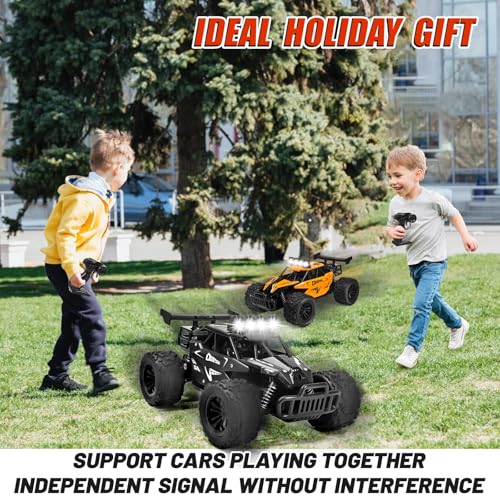 Remote Control Car Monster Truck Toys 1:16 Scale RC Car For Boys 2.4GHz High Speed 20 km/h With LED Headlights,Rechargeable RC Cars Gifts for Boys 4-7 8-12 Christmas, Beginner, Kids 6-12+ (Black) - color: Black