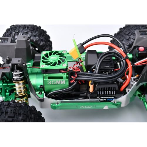 Aluminum 6061-T6 Alloy Cooling Fan with 35mm Motor Heatsink for Traxxas 1:16 Mini Maxx 4WD 107154-1 / Mini XRT VXL-3S 108076-1 Monster Truck Upgrades - Green