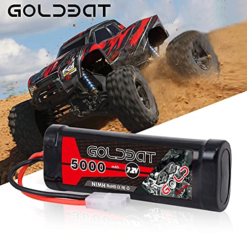 GOLDBAT 5000mAh 7.2V NiMH Battery with Tamiya Connector for RC Car RC Truck RC Boat LOSI Associated HPI Kyosho Tamiya Quadcopter Drone Hobby(2 Pack)