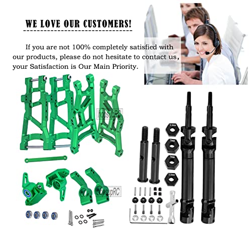 45# Stainless Steel Drive Shaft CVD Axles,Upgrades Part for 1/10 Stampede/Rustler VXL 2WD,Aluminum Suspension A Arm,Alloy Caster Block & Steering Blocks & Rear Stub Axle Carriers,Green - color: Green