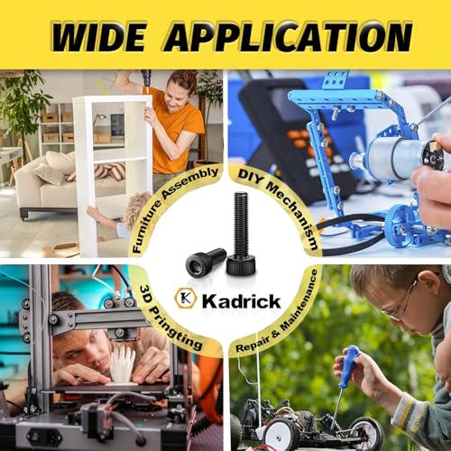 Kadrick M5 Screws Kit 1040PCS,M5x8mm-40mm Bolts with Nuts, Washers & Hex Wrench, Optimized Size Distribution, Class 12.9 Socket Head Cap M5 Screws, Black Zinc Plated, for Mechanical, Repair & DIY - size: M5 1040Pcs New