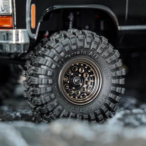 INJORA 1.0 Beadlock Wheel Rims Black Coating Brass Rims for 1/24 1/18 RC Crawler Car Axial SCX24 AX24 TRX4M FCX24, 39g(Black) - color: Black