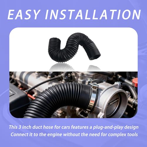 3" Diameter Air Intake Hose for Car,Flexible Air Intake Tube Extendable Up to 39.37",Universal Adjustable Car Airs Duct Hose Cars Accessories for Most Automotive,Truck