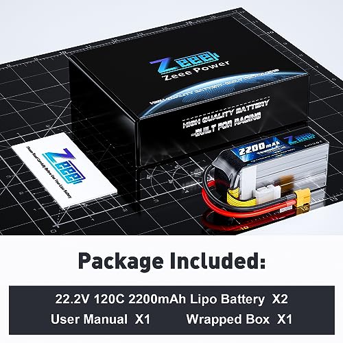 Zeee 6S Lipo Battery 2200mAh 22.2V 120C Soft Case Battery with XT60 Connector for RC Airplane Helicopter RC Car Truck Tank Drone Racing Hobby(2 Pack)