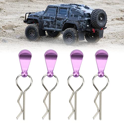 4Pcs RC Car Body Clips with Pull Tabs, Stainless Steel Universal Car Clips for 1 8 1 10 Remote Control Car Upgrade Parts (Purple) - color: Purple