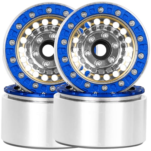 RC 1.9”Wheel Rims for 1/10 SCX10 90046 AXI03007 TRX4 TRX6 VS4-10 Gen7 Gen8 MST CFX D90 RC Crawler,1.9 Beadlock Super Heavy Brass & Aluminum Deep Dish Wheel Rims(4PCS) Silver - color: Titanium/4pcs