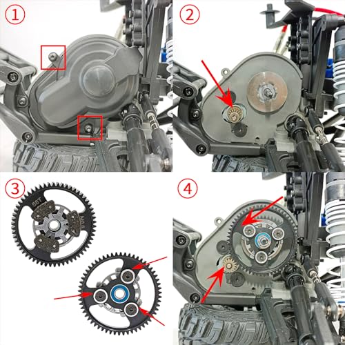 Carbon Steel 58T Spur Main Gear 32P 0.8M for 1/10 Tra-xxas Slash | Platinum Rustler Stampede 4x4 VXL 2WD Jato Rally E-REVO Summit T-Maxx - size: 58T