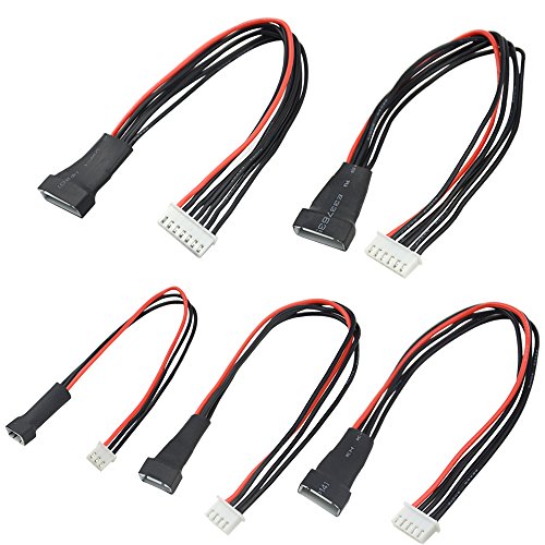 WMYCONGCONG 5 PCS JST-XH 2S 3S 4S 5S 6S Battery Balance Charger Extension Wire Cable for LiPo Battery Balance Charging 200mm, 22AWG