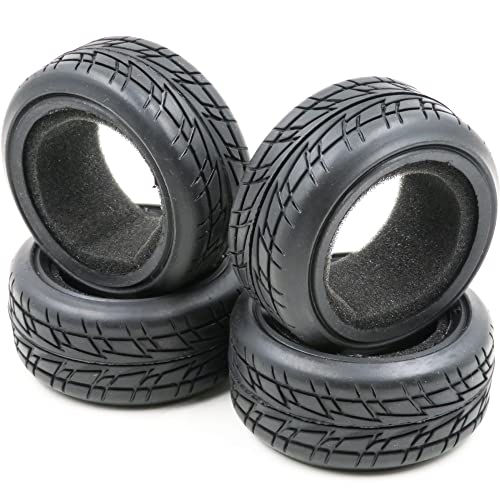HOBBYSOUL 1/10 On Road Tires Arrows Soft Rubber Tyres Height 65mm fit 1/10 Traxxas HSP Tamiya HPI Kyosho RC On Road Run-flating Car, Pack of 4