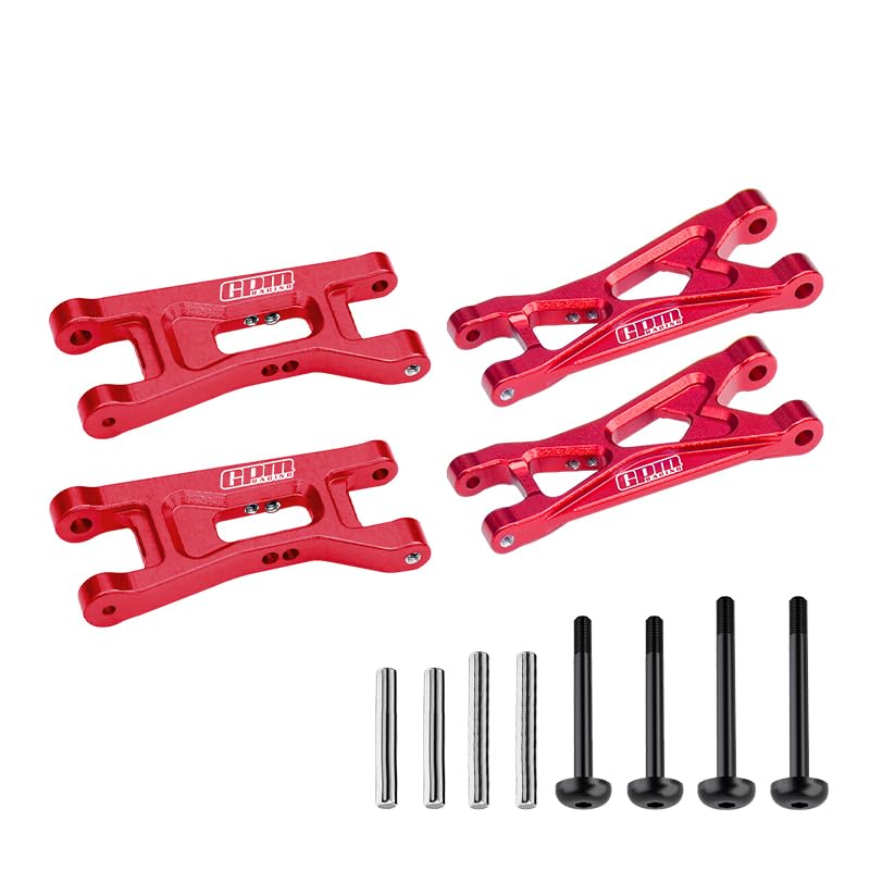 GPM 7075 Alloy Front & Rear Lower Arms for LOSI 1/24 Micro-B 2Wd Buggy Rtr-Los00007 - color: Red