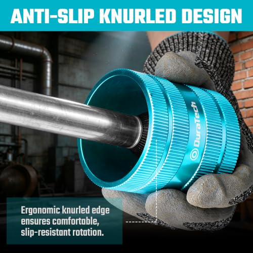 DURATECH Inner & Outer Tubing Reamer, Heavy Duty Pipe Deburring Tool, Large | Fits 15/32" to 2-1/8" O.D. Tubing, Ideal for Copper, Stainless Steel, PVC, Brass & Aluminum Pipes, with 40 Cutting Edges - size: Large
