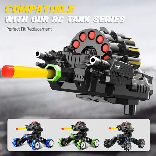 Green Foam Dart Launcher Attachment for RC Toy Vehicle, Soft Dart Shooter Replacement Module for Remote Control Stunt Car, Kids RC Car Accessory Spare Part - color: Green & Soft Dart Shooter