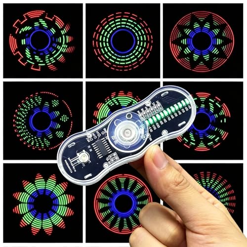 ISolderStore Soldering Projects LED Rotating Gyroscope DIY Kit 2 Leaves Gyroscope SMD Soldering Practice Kit Electronics Kit for Students