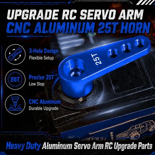 2PCS 25T Aluminum Servo Horn, 3-Hole RC Steering Arm for Futaba Savox MG995 | CNC Aluminum Servo Arm M3 Thread Adjustable Linkage 12mm 16mm 20mm Positions 1/8 1/10 RC Power HD MG996 Crawler Buggy Truck - color: Darkblue