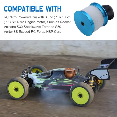 HobbyPark RC Air Filter Aluminum Capped w/Element Sponge 04104 Nitro Engine Parts for 1:10 Monster Truck Off Road Buggy Redcat HSP Exceed (Blue)