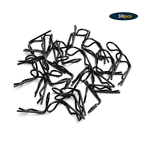 30-Pack 90-Degree Angle Body Clips Bent Springy Pins for All 1/10 Scale Model Car Truck Crawler Truck(Black) - color: Black, size: 1.2mm