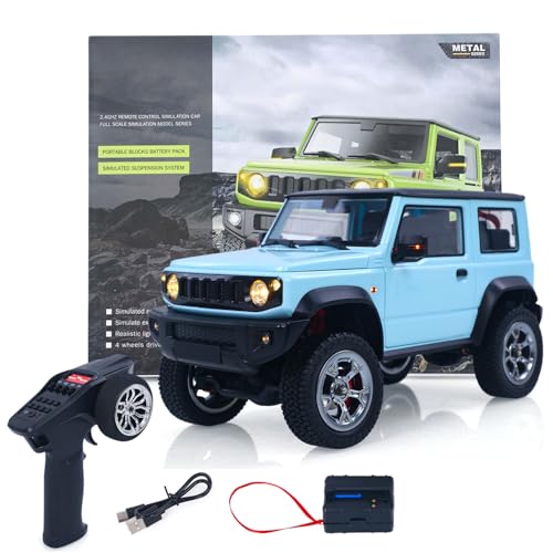 RTR 1/16 HG Remote Control Off Road Car Electric RC Crawler Light System Smoke Unit Metal Gear Drive Shaft Battery Charger Hobby Model for Ages 14+ - color: Blue