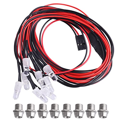 RC Car Lights 8LEDs Headlights Taillight Kit for Traxxas Arrma HSP Tamiya Redcat RC4WD Axial SCX10 RC Car Truck Crawler Drift On Road Touring Cars (4 Red +4 White)
