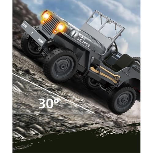 1/10 Scale 4WD RC Crawler, 2.4GHz 4x4 Military Off-Road RC Monster Truck with LED Lights, Dual Motors & DIY Interior for Hobbyists - color: Desert Yellow