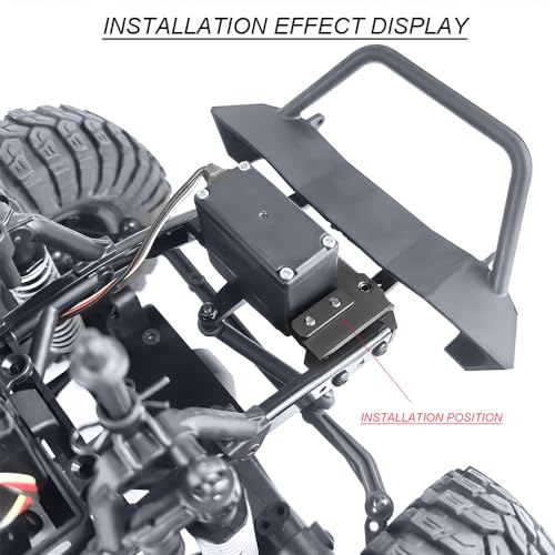 MOHERO Alloy Metal Front Bumper Mount for 1/10 AXIAL SCX10 II 90046 RC Crawler Car (Black) - color: Black