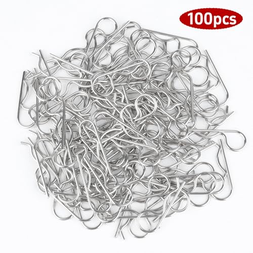 100PCS Universal RC Body Clips Pins for All 1/10 1/12 Scale Traxxas Redcat Axial SCX10 Losi HPI Himoto HSP Exceed RC Car Parts Truck Buggy Shell Replacement (Silver) - color: Silver