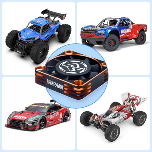 Surpass Hobby 40mm RC Motor Cooling Fan,16000RPM ESC Cooling Fan for 1/8 1/10 RC Truck Car Diameter 40mm Blrushless Motor(Orange&Black) - style: Orange