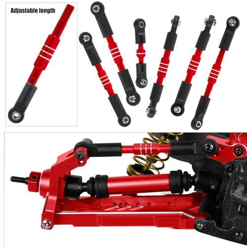 Upgrades Part for 1/10 Slash/Rustler/Stampede/Hoss 4x4 VXL,RC Shock Absorbers&Suspension Arms&Drive Shaft Axles&Steering Knuckle Kit&Shock Tower&Adjustable Links&Steering Block,Red - color: Red(parts)