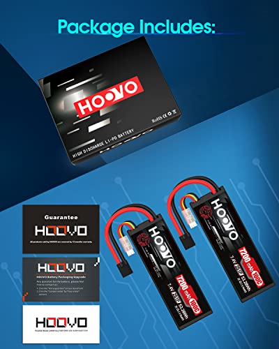 HOOVO 2S Lipo Battery 7.4V 7200mAh 100C RC Lipo Battery Pack TR Plug 2 Pack | Hard Case,Compatible with 1/8 and 1/10 RC Truck Vehicles RC Car Truggy Buggy Racing Models - style: 2S 7200mAh