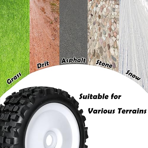 17mm Hex RC Wheels and Tires 1/8 Scale RC Buggy Truggy Tires Wheels for Arrma Typhon 6S 3S Losi 8IGHT X/E 2.0 XT/XTE Tires and Wheels Preglue 4PCS - color: White