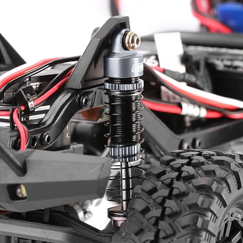 INJORA 53mm Aluminum Threaded Oil Shocks for 1/18 TRX4M Upgrade, Titanium - color: Grey