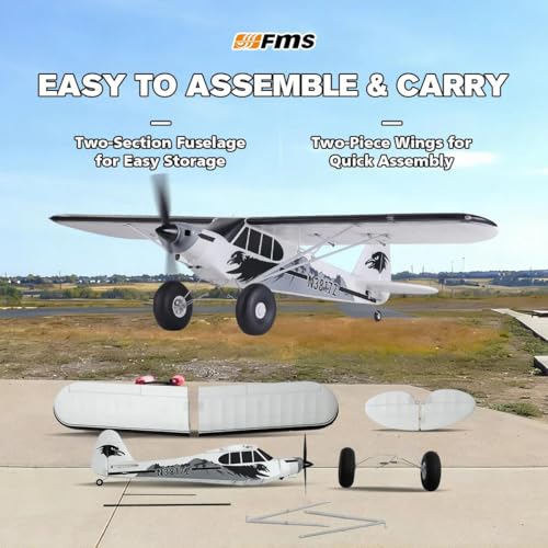 Fms RC Airplane Piper PA-18 Super Cub 1300MM (52") – Remote Control Airplane for Adults & Beginners, 6-Channel RTF with Reflex V3 Stabilization System, Included Transmitter, Receiver & Charger