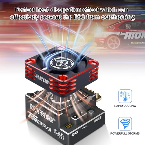 Surpass Hobby RC Cooling Fans 30mm 28000 High RPM RC Motor Fan Only Replacement Fans (Without Motor Heatsink) for 1/8 1/10 1/12 RC Car Truck Buggy Truggy(Black Red) - style: 30mm Black Red