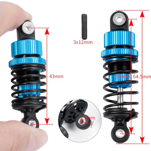 1/10 55mm Oil Shock Absorber Kit for Tamiya TT02 On Road Car Upgrades Replace Parts