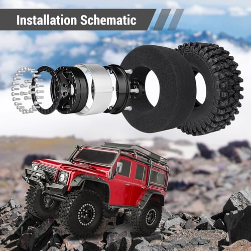 1/10 Scale RC Crawler 1.9 Aluminum Beadlock Wheels and Tires 4.72" 120mm Height Soft Great Grip for Traxxas TRX4 Axial SCX10 II III Redcat Gen 8 Rocks Mud (Style B) - color: Style B