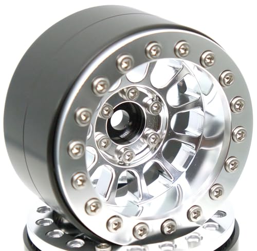 152g Super Heavy Duty RC 1.9 Beadlock Wheels Offsets -6mm Rims Hex 12mm Wheel for TRX4 TRX6 SCX10 Gen8 1/10 RC Crawler Remote Control Car Upgrades Accessories (Silver) - color: Silver