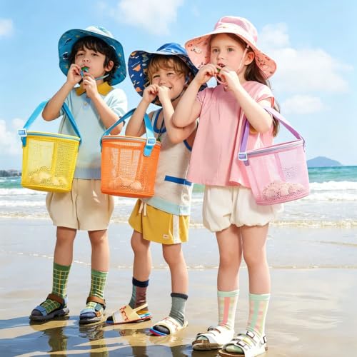 4Pcs Foldable Toy Storage Bag, Large Capacity Sea Shell Bags for Beach, Portable Toy Storage Bag with Zipper and Strap, - size: 4P-SMALL