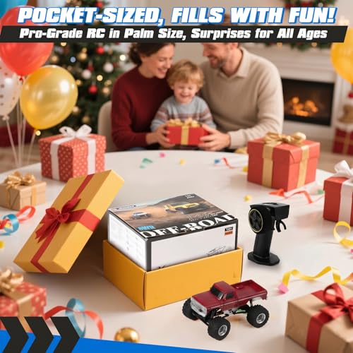 [2026 Upgrade 1/36 Mini RC Crawler, 4WD Micro Off Road Truck | Red Micro RC Crawler, 1/36 RC Crawler Mini RC Truck Toys for Ages 8-14, Birthday Gifts for Boys Girls, RTR 2.4GHz - color: Red
