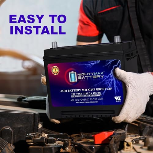 Mighty Max Battery MM-G24F Start and Stop Car BCI Group Size 24F 12V 70Ah, 120RC, 710 CCA Rechargeable AGM Car battery - style: Group 24F