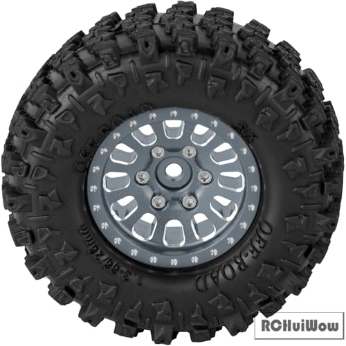 1.3 Beadlock Wheels 1.3 Beadlock Tires 1.3" RC Wheel and Tires Set for 1/18 TRX4M 1/24 SCX24 RC Crawler Car,Alloy Aluminium 1.3 RC Wheel Rims Super Large Soft Tires,4pcs,Titanium - color: Titanium(4pcs)