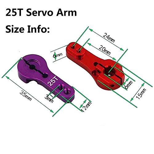5 Pack ShareGoo 25T Aluminum Servo Horns M3 Threads Metal Steering Arm for RC Car Truck Buggy Airplane-Black