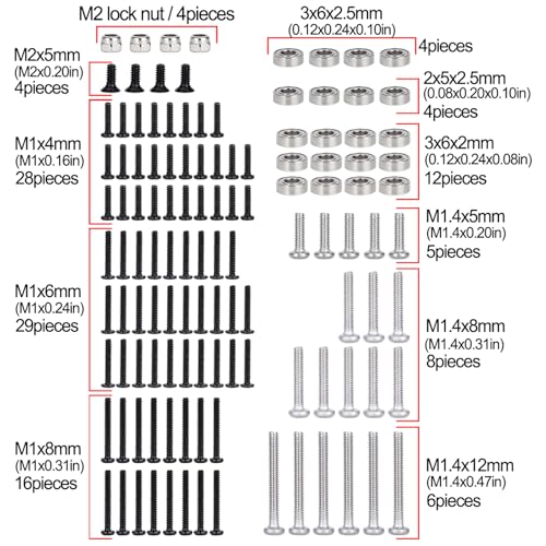 100PCS Screw Box Kit,SCX30 Stainless Steel Screws Nut Set Tools for Axial 1/30 SCX30 RC Car Accessories