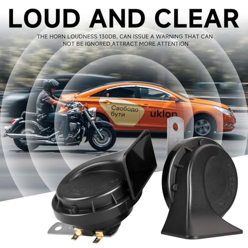 FARBIN Horns Auto Horn 12V Car Horn Loud Dual-Tone Waterproof Electric Horn | Black classic design, waterproof, 12V 130dB loud, universal for any 12V vehicles - style: 12V Black car horn