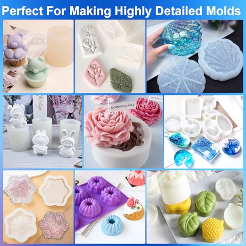 Silicone Mold Making Kit, 32oz 10A Elastic Liquid Silicone for Casting Resin molds and Candle & Soap Mold,Fast Cure Translucent Platinum Silicone Rubber - size: 32 OZ