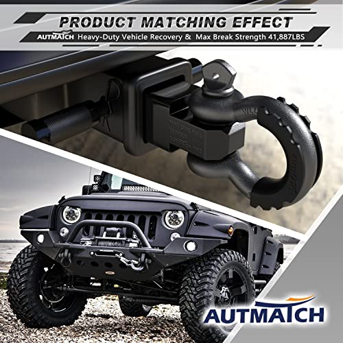 AUTMATCH 3/4" D Ring Shackles (2-Pack) - 41,887 lbs Break Strength | Clevis Shackle with 7/8" Pin & Isolator Washer Kit for Tow Strap, Winch, Towing & Off-Road Vehicle Recovery, Gunmental Gray - color: Gunmetal Gray