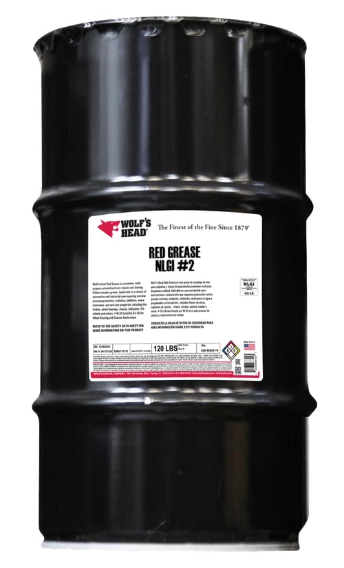 Wolf's Head Red Grease NLGI #2 (836-88300-18) 120 Pound Drum | Made in USA - size: 120 Pound Keg