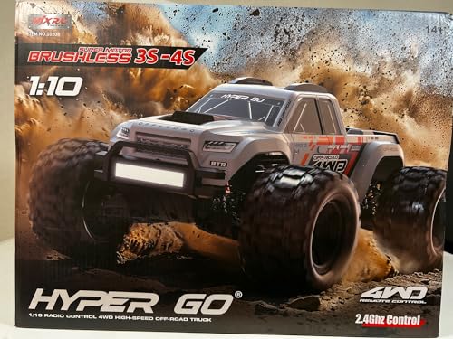 MJX 1/10 Scale 4WD RC Monster Truck, White, 80 km/h High Speed, Brushless Motor, All-Wheel Drive, Remote Control, 14 Years and Up (Battery and Charger not Included)
