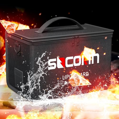 Lipo Battery Safe Bag Large Capacity Adjustable Lipo Bag Large Lipo Case Fireproof Explosionproof Bags for lipo batteries Storage(10.6 * 6.7 * 6.7 in)