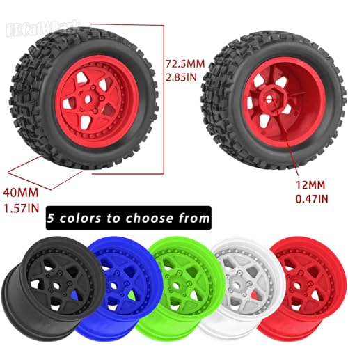 12mm Hex RC Truck Wheels and Tires for 1/18 Granite/1/18 Typhon RC Monster Truck Car,RC Drift Off Road Buggy Rally Truck Tires,4Pcs(Black) - color: Black - (4pcs Wheel)